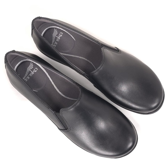 NWB Dansko Women\'s Nora Slip‎ On Black Leather Loafers Size 38 Black 1956020202